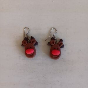 Reindeer Kids Earrings - Brown and Red